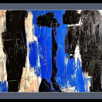 Ζωγραφική με τίτλο "Abstract in Blue #2" από Dutch Montana, Αυθεντικά έργα τέχνης, Λάδι Τοποθετήθηκε στο Ξύλινο φορείο σκελε…