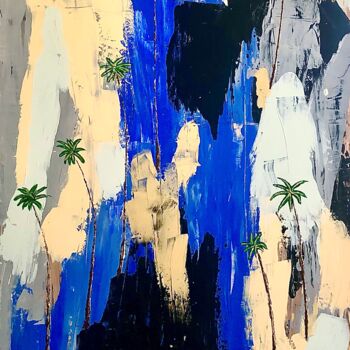 제목이 "California Waterfall"인 미술작품 Dutch Montana로, 원작, 기름 나무 들것 프레임에 장착됨