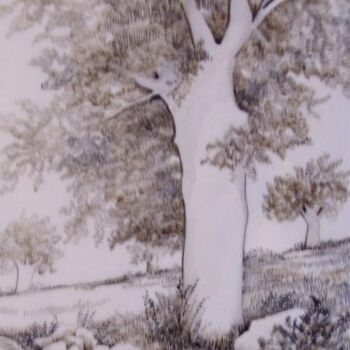 Malerei mit dem Titel "Le vieil arbre...." von Monique Dutter-Lemierre, Original-Kunstwerk