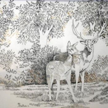 Pintura titulada "dans la forêt" por Monique Dutter-Lemierre, Obra de arte original