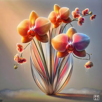 Digital Arts titled "Le vase et l'orchid…" by Duy Nguyen, Original Artwork, AI generated image