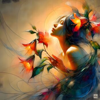 Arts numériques intitulée "Le rêve en fleurs" par Duy Nguyen, Œuvre d'art originale, Image générée par l'IA