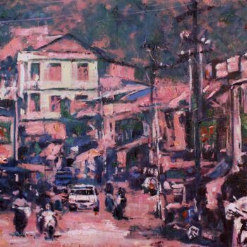 "Rue de Birmanie" başlıklı Tablo Duy Tran tarafından, Orijinal sanat, Petrol Ahşap Sedye çerçevesi üzerine monte edilmiş