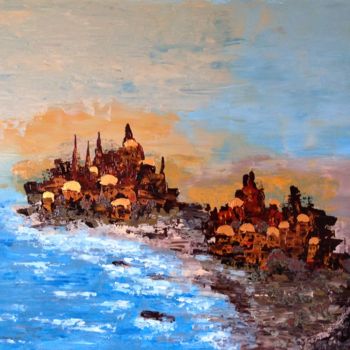 Painting titled "Coastal City" by David Vall, Original Artwork, Acrylic