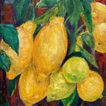 Schilderij getiteld "Lemons" door Lusie Schellenberg, Origineel Kunstwerk, Olie