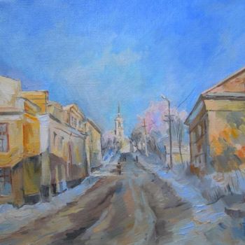 Peinture intitulée "Улица в Торжке" par Dmitry Veltishchev, Œuvre d'art originale, Huile