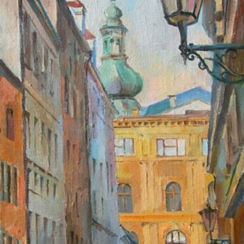 Peinture intitulée "Прага.Улица V Kotzi…" par Dmitry Veltishchev, Œuvre d'art originale, Huile