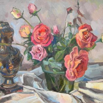 绘画 标题为“Розы и скульптура.” 由Dmitry Veltishchev, 原创艺术品, 油