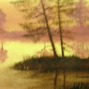 Painting titled "Misty Landscape" by Eva Dvorzsak, Original Artwork