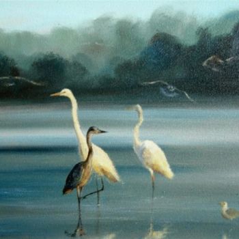 Pittura intitolato "Herons" da Eva Dvorzsak, Opera d'arte originale, Olio