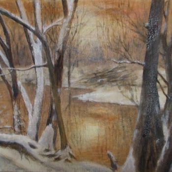 Painting titled "Snowy landscape" by Eva Dvorzsak, Original Artwork