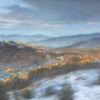 Painting titled "Winter landscape" by Eva Dvorzsak, Original Artwork