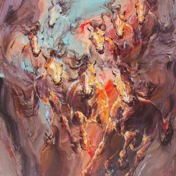 Картина под названием "Chromatic Thunder" - Dwi S., Подлинное произведение искусства, Масло