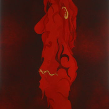 Peinture intitulée "Nuances de rouge 2" par Dyai Saugey, Œuvre d'art originale