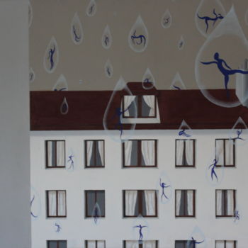 Peinture intitulée "Pluie sur Golconde" par Dyai Saugey, Œuvre d'art originale