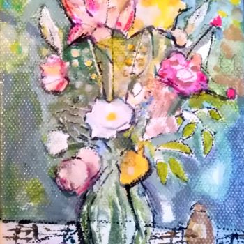 Pintura intitulada "Vase de fleurs styl…" por Dyguiluge, Obras de arte originais