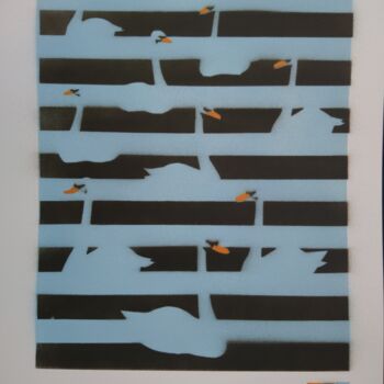 Painting titled "Mute Swan (Blue) -…" by Dylan Bell (Bells Galleries), Original Artwork, Spray paint