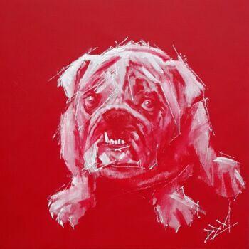 Картина под названием "Собака" - Dzmitry Vasilenka, Подлинное произведение искусства, Акрил Установлен на Деревянная рама дл…