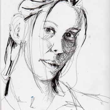 Rysunek zatytułowany „damenportrait.jpg” autorstwa Dzogaz, Oryginalna praca, Atrament