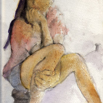 Malerei mit dem Titel "sitzende-dame.jpg" von Dzogaz, Original-Kunstwerk, Aquarell