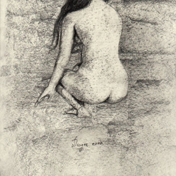 Zeichnungen mit dem Titel "model-fon-ruecken.j…" von Dzogaz, Original-Kunstwerk, Kohle