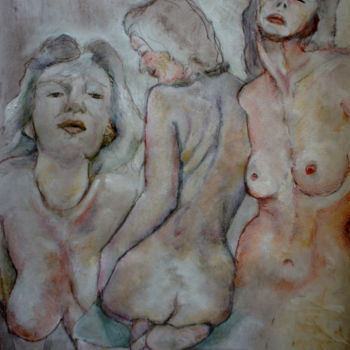 Malerei mit dem Titel "tri-dame.jpg" von Dzogaz, Original-Kunstwerk, Gouache