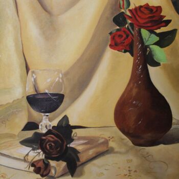 Painting titled "Still Life" by Dzovig Arnelian, Original Artwork, Oil