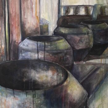 Painting titled "Barrel I" by Dzovig Arnelian, Original Artwork, Acrylic