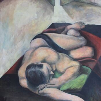 Painting titled "Sleeping man" by Dzovig Arnelian, Original Artwork, Acrylic