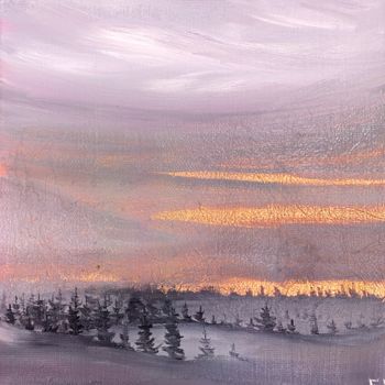 제목이 ""Wonderful Sunset"…"인 미술작품 Елена Епифанцева로, 원작, 기름 나무 들것 프레임에 장착됨