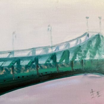 Картина под названием "Freedom Bridge Buda…" - Елена Епифанцева, Подлинное произведение искусства, Масло Установлен на картон