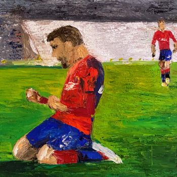 Peinture intitulée "Oil painting "Goal!"" par Elena Epifantseva, Œuvre d'art originale, Huile Monté sur Châssis en bois