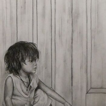 Dibujo titulada "Afrodite Bambina" por E I, Obra de arte original, Carbón