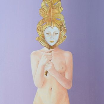 Peinture intitulée "la-jeune-fille-au-m…" par Eric Lambertin, Œuvre d'art originale, Huile