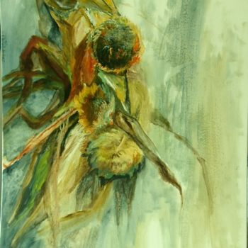 Malerei mit dem Titel "Mais et tournesols…" von Eliane Boivin, Original-Kunstwerk, Öl