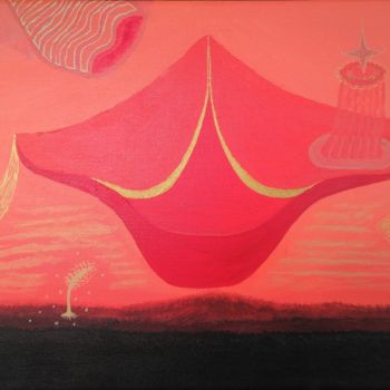 Malerei mit dem Titel "Le vaisseau rouge à…" von Emmanuel Nouyrigat, Original-Kunstwerk, Acryl Auf Keilrahmen aus Holz monti…