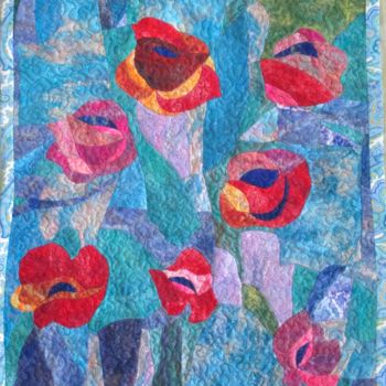 "Evening roses" başlıklı Tekstil Sanatı Elena Potapova tarafından, Orijinal sanat, Kırkyama