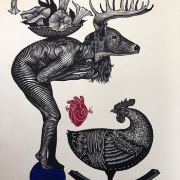 Obrazy i ryciny zatytułowany „When the chest burn…” autorstwa E. Robledo, Oryginalna praca, Rytownictwo
