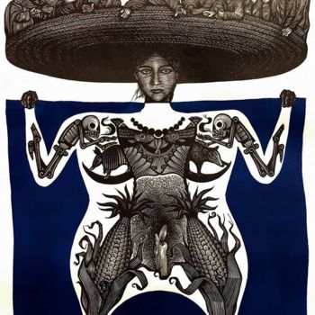 Gravures & estampes intitulée "Mexican art. Beginn…" par E. Robledo, Œuvre d'art originale, Embossage