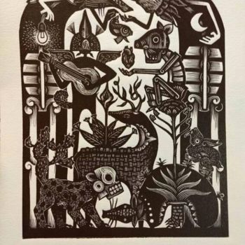 Printmaking titled "Creation" by E. Robledo, Original Artwork, Etching