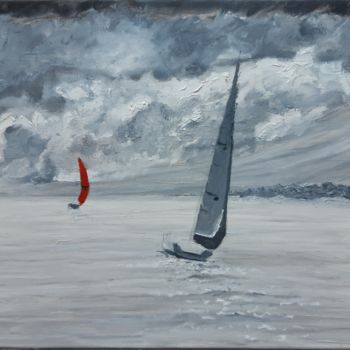 Painting titled "Retour au portant m…" by E4sound, Original Artwork, Oil