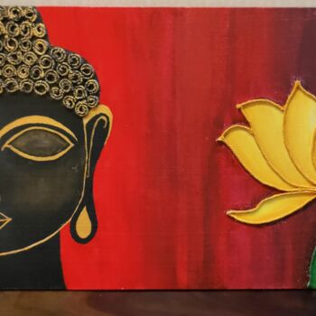 Schilderij getiteld "Lotus_Buddha" door Eaka Srivastava, Origineel Kunstwerk, Olie