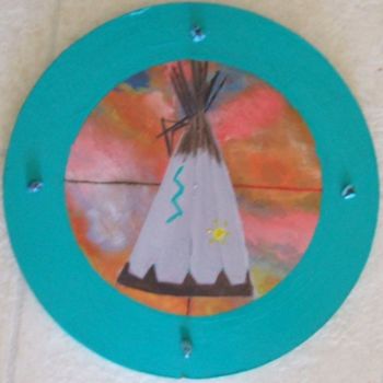 Peinture intitulée "Circle Tepee" par Art By Linda, Œuvre d'art originale