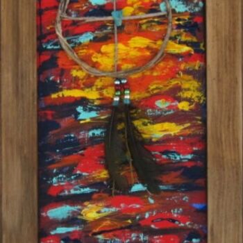 Malarstwo zatytułowany „The Medicine Wheel” autorstwa Art By Linda, Oryginalna praca, Olej