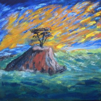 Pintura intitulada "A Lone Cedar" por Art By Linda, Obras de arte originais, Óleo