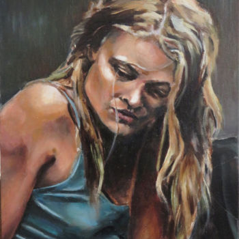 Painting titled "Portrait Mélanie" by Eric Balay, Original Artwork, Oil