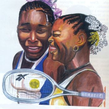 Painting titled "Les soeurs Williams" by Emmanuel Baliyanga, Original Artwork, Oil