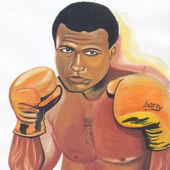 Malarstwo zatytułowany „Mohammed Ali” autorstwa Emmanuel Baliyanga, Oryginalna praca, Olej