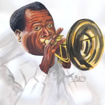 제목이 "Louis Armstrong"인 미술작품 Emmanuel Baliyanga로, 원작, 기름