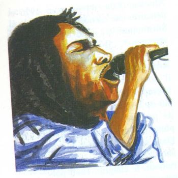 Ζωγραφική με τίτλο "Bob Marley" από Emmanuel Baliyanga, Αυθεντικά έργα τέχνης, Λάδι